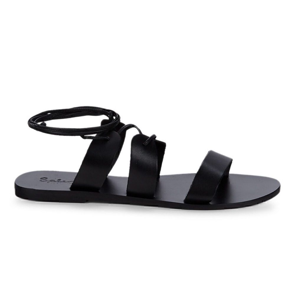 Splendid Sandals‎ Womens Sz 7.5 B Black Tyler Gladiator leather Minimalist Flat